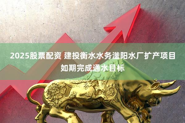 2025股票配资 建投衡水水务滏阳水厂扩产项目如期完成通水目标